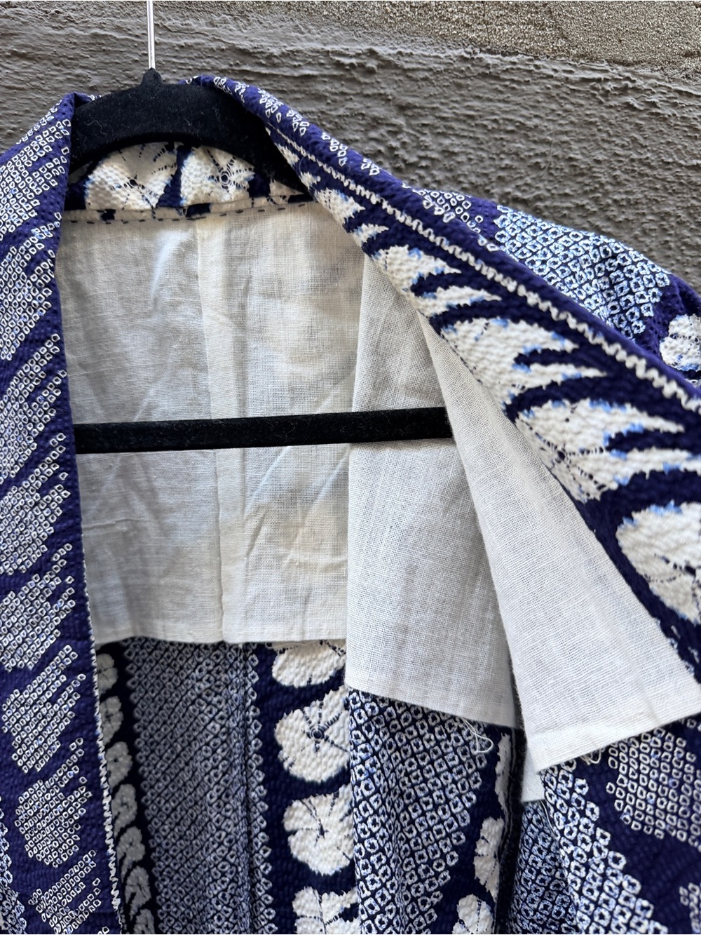 Vintage Shibori Cotton Indigo Ikat Hand Stitched Cotton Textile Japanese Kimono - Picture 3 of 8